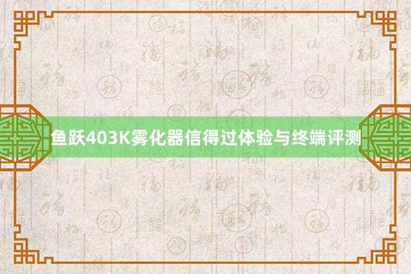 鱼跃403K雾化器信得过体验与终端评测